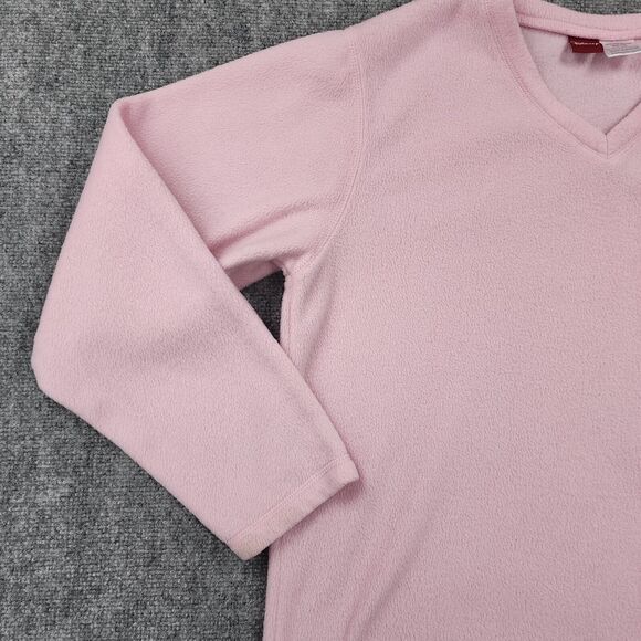 Disney Tinker Bell Sweatshirt Womens XL Pink Long Sleeve V Neck Cozy Fleece - Picture 11 of 14